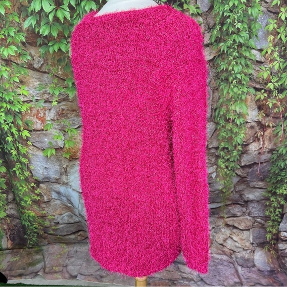 M&S COLLECTION Hot Pink Metallic Eyelash Fringe Sweater, US 20/UK 24 - Picture 3 of 10